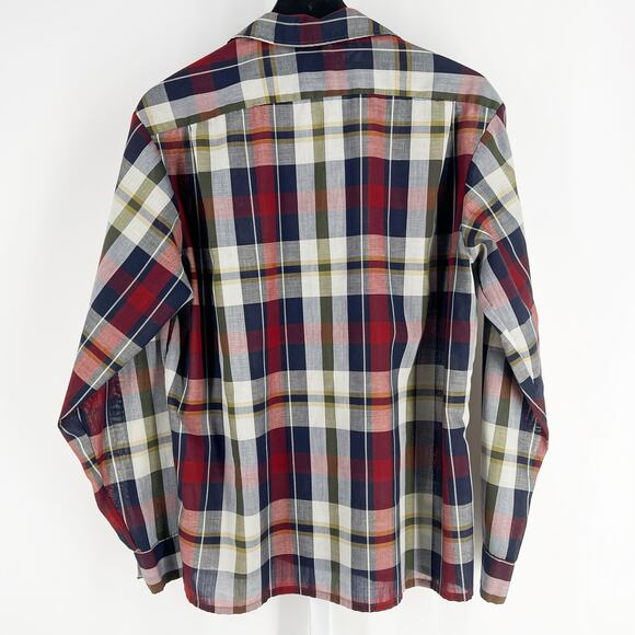 60s plaid button up shirt lightweight 1960s vintage McGregor Scotset - Picture 3 of 4